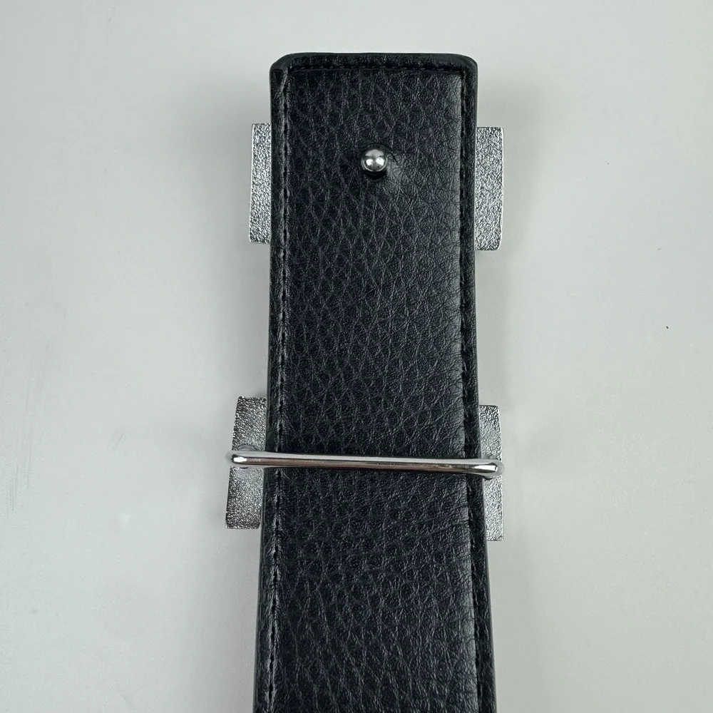 Hermès Constance H Belt Reversible Black/Brown Leather Silver Buckle Size 110